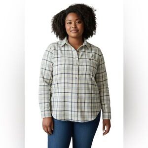 L.L. Bean Women’s Plaid Flannel Button Down Shirt SiZE XL